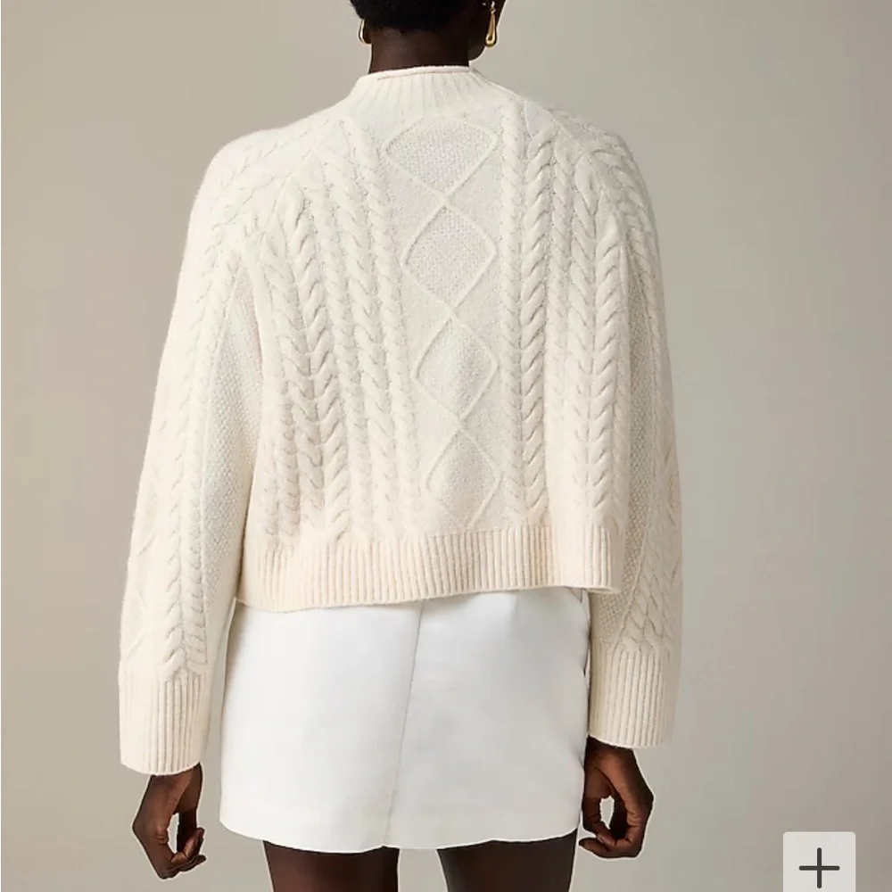 J crew heather ivory Cable-knit Rollneck™ sweater in Supersoft yarn